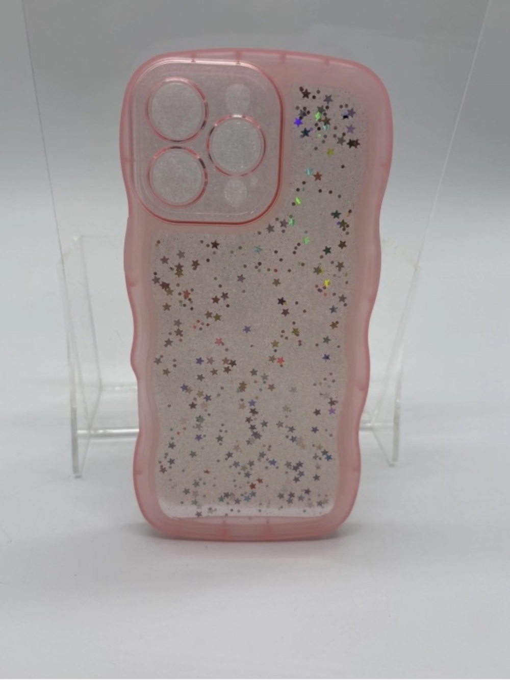 Pink Glitter Star Silicone Phone Case for iPhone - Slim Protective Cover